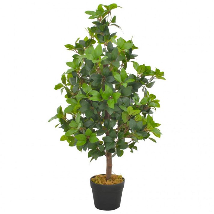 Planta artificial de árbol de laurel con macetero incluido color verde y marrón Vida XL