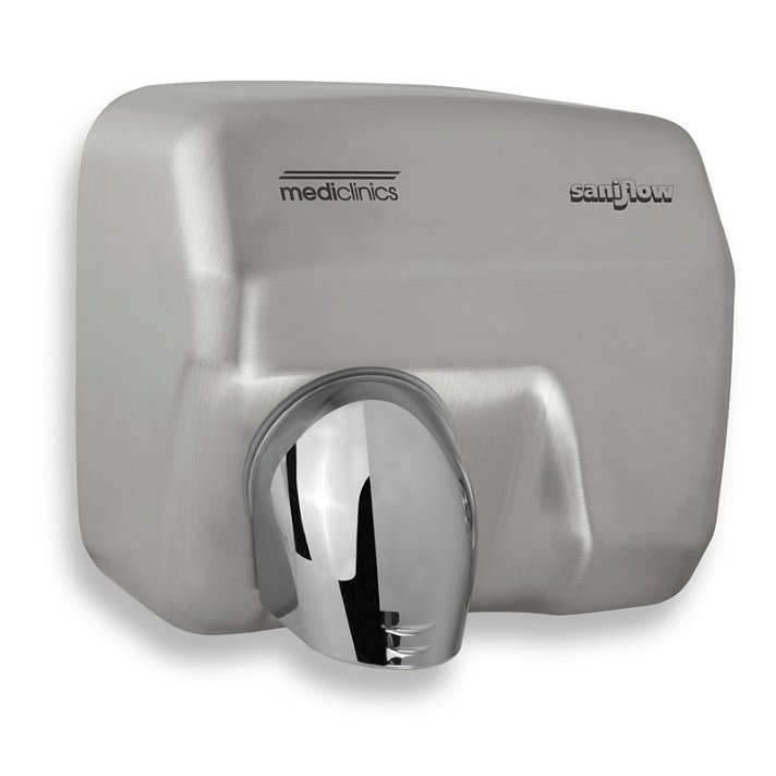 Sèche-mains automatique fabriqué en acier inoxydable avec finition satinée Saniflow Mediclinics
