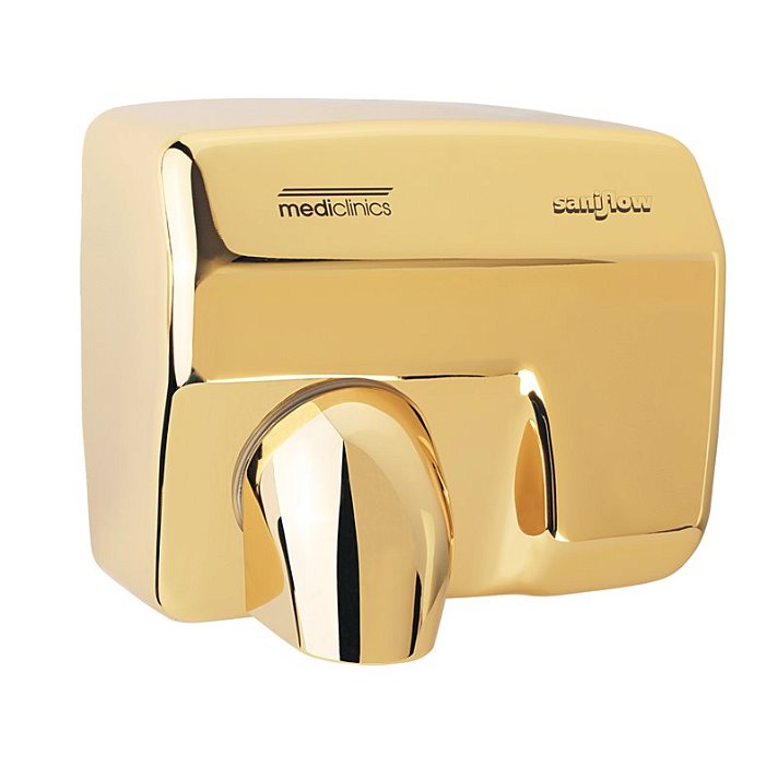 Secador de mãos automático fabricado em aço banhado em ouro de 24ct Saniflow Mediclinics