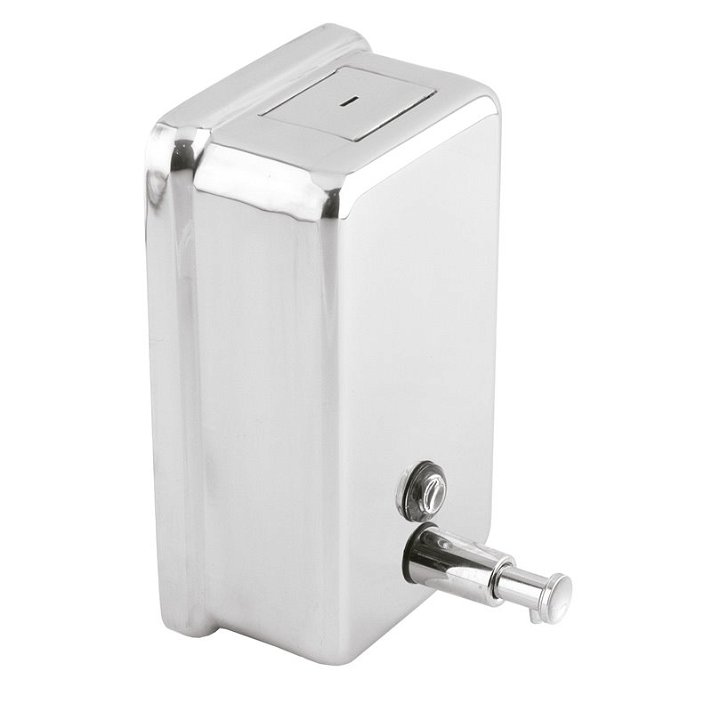 Distributeur de savon vertical fabriqué en acier avec une finition brillante Mediclinics
