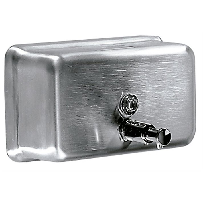 Distributeur de savon horizontal fabriqué en acier avec une finition satinée Mediclinics