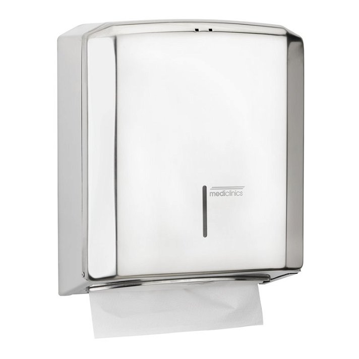 Mediclinics polished paper towel dispenser with 400/600 towel capacity