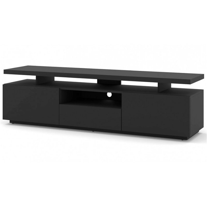 Mueble para televisión con almacenamiento color negro mate de ABS y HDF Bim Furniture