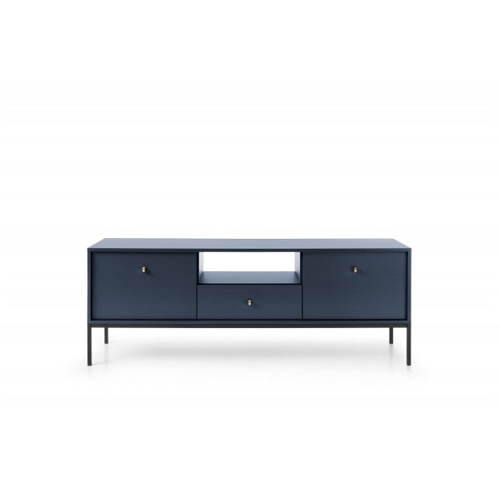 Mueble para televisión de color azul marino y negro mate fabricado en ABS y metal Bim Furniture