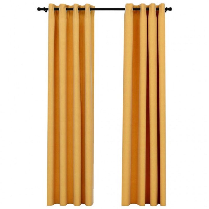 Pack de cortinas opacas con ojales metálicos fabricadas en poliéster amarillo VidaXL