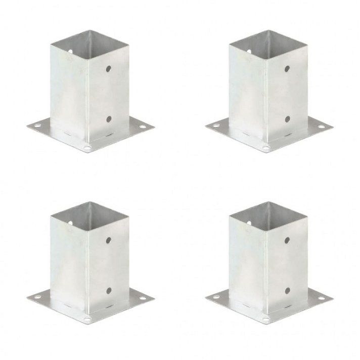 Pack de anclajes cuadrados para postes fabricados en metal galvanizado en caliente VidaXL