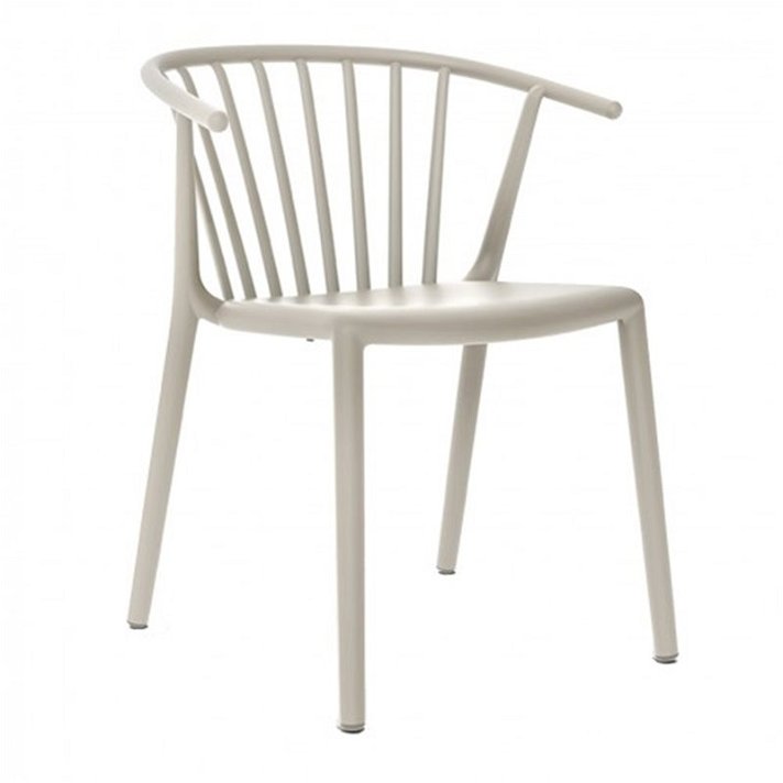 Pack de sillas apilables aptas para exterior con reposabrazos y acabado color marfil Woody Resol