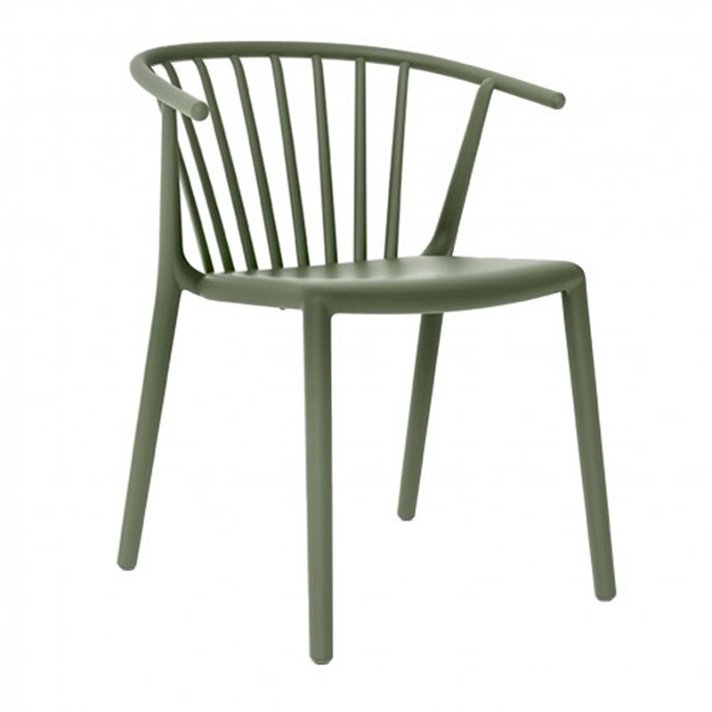 Lot de chaises avec accoudoirs de couleur gris vert Woody Resol