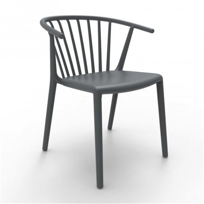 Lot de chaises avec accoudoirs de couleur gris foncé Woody Resol