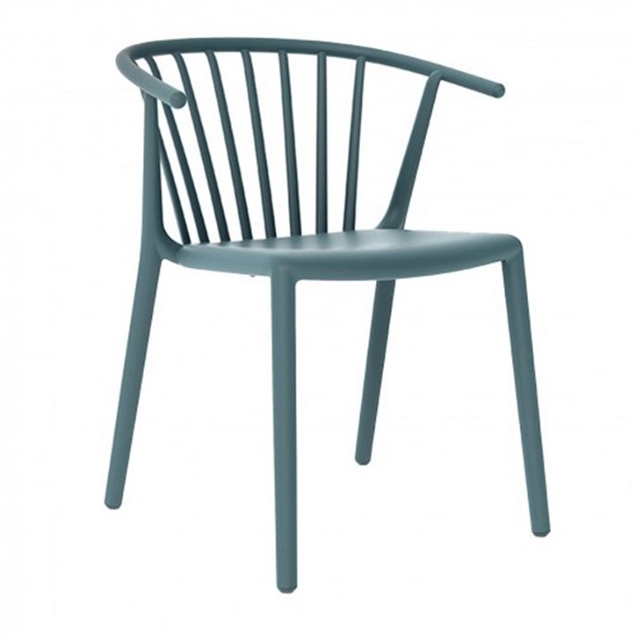 Conjunto de cadeiras com braços fabricadas com fibra de vidro e acabamento azul retro Woody Resol