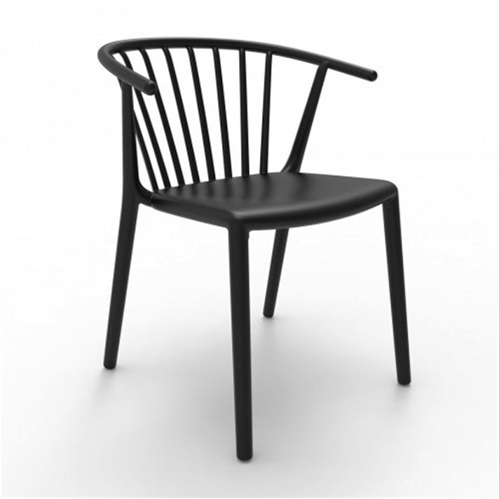 Pack de sillas apilables aptas para exterior con acabado en color negro Woody Resol
