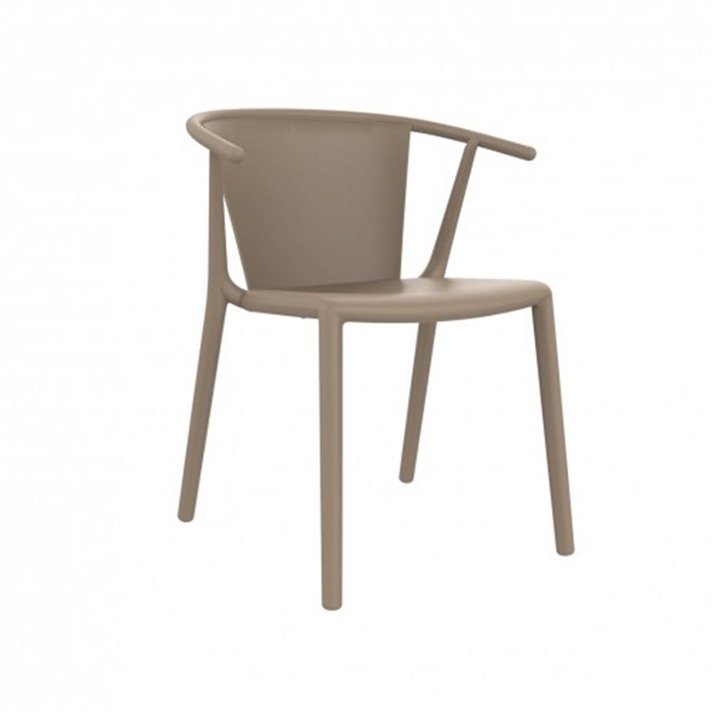 Set di sedie impilabili con braccioli realizzate con finitura colore sabbia Steely Resol
