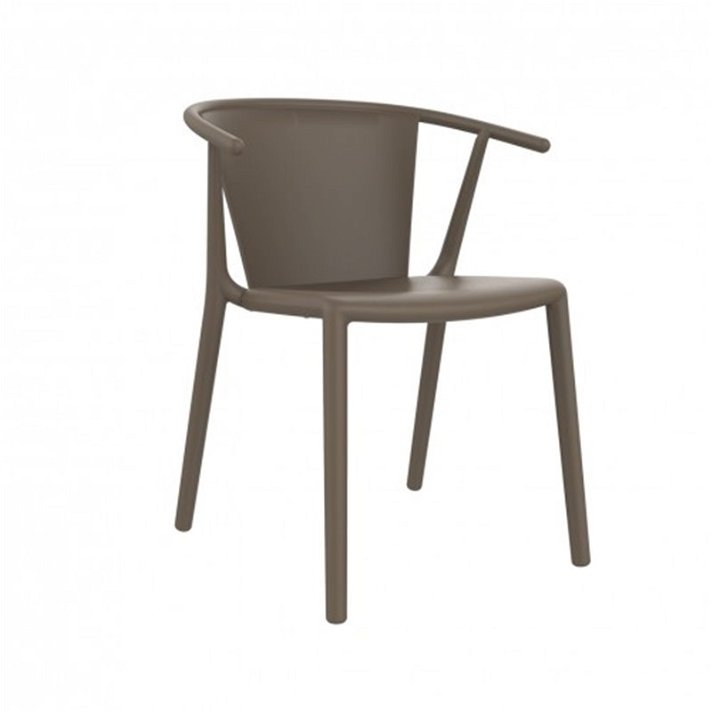 Pack de sillas con apoyabrazos elaboradas en fibra de vidrio y acabado chocolate Steely Resol