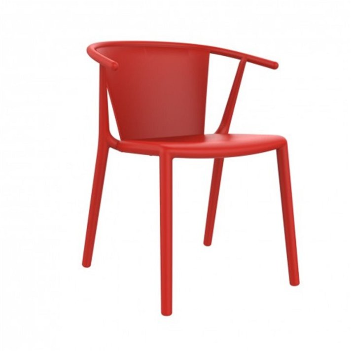 Pack de sillas con reposabrazos elaboradas en fibra de vidrio color rojo Steely Resol