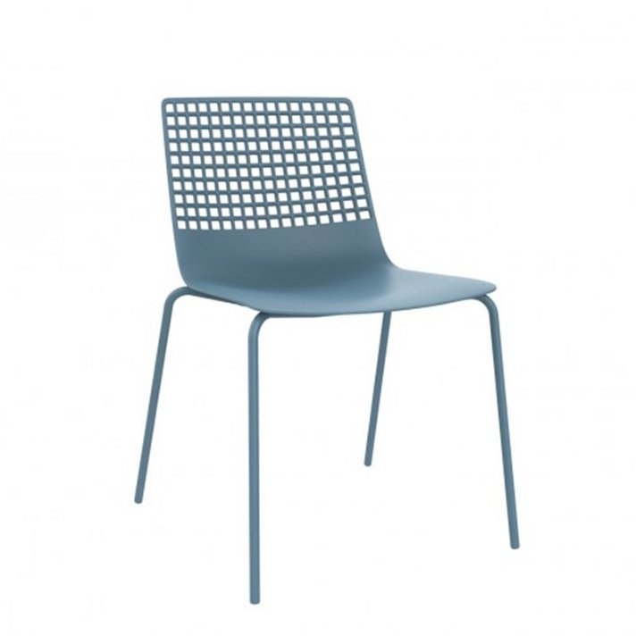 Pack de sillas fabricadas con polipropileno y acero en color azul retro Wire Resol