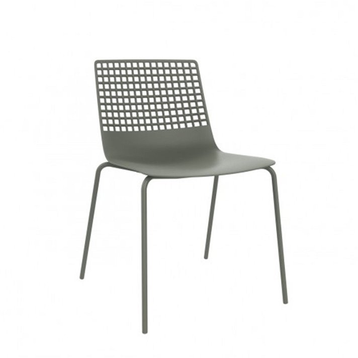 Lot de chaises pour intérieurs fabriqués en polypropylène et acier de couleur gris verdâtre Wire Resol