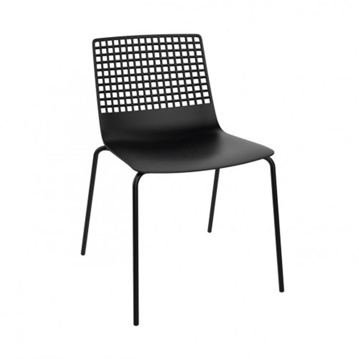Conjunto de cadeiras para interior fabricado com polipropileno e aço de cor preto Wire Resol