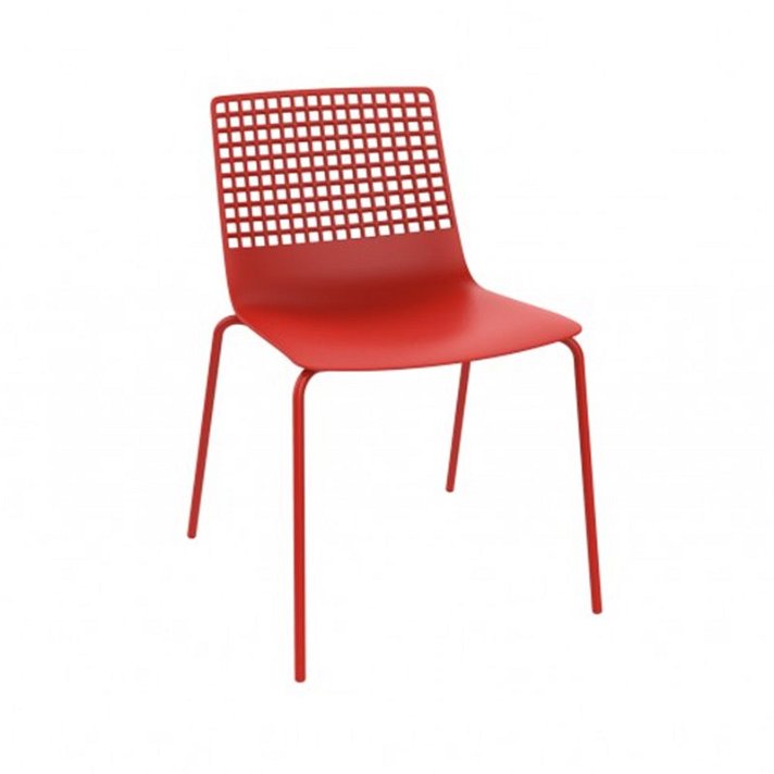 Pack de sillas apilables fabricadas con polipropileno de color rojo Wire de Resol