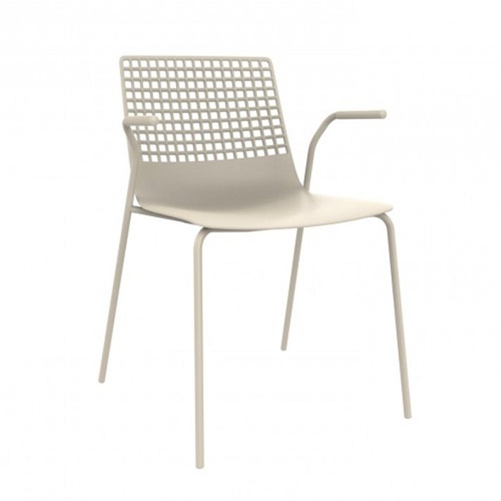 Pack de sillas para interior con apoyabrazos elaboradas en polipropileno y acero color blanco Wire Resol
