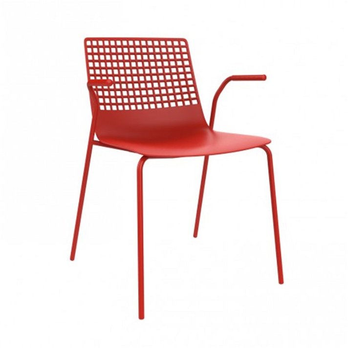 Pack de sillas con reposabrazos fabricado con polipropileno de color rojo Wire Resol