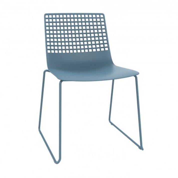 Pack de sillas para interior con pies estilo patín y acabado en color azul retro Wire Resol