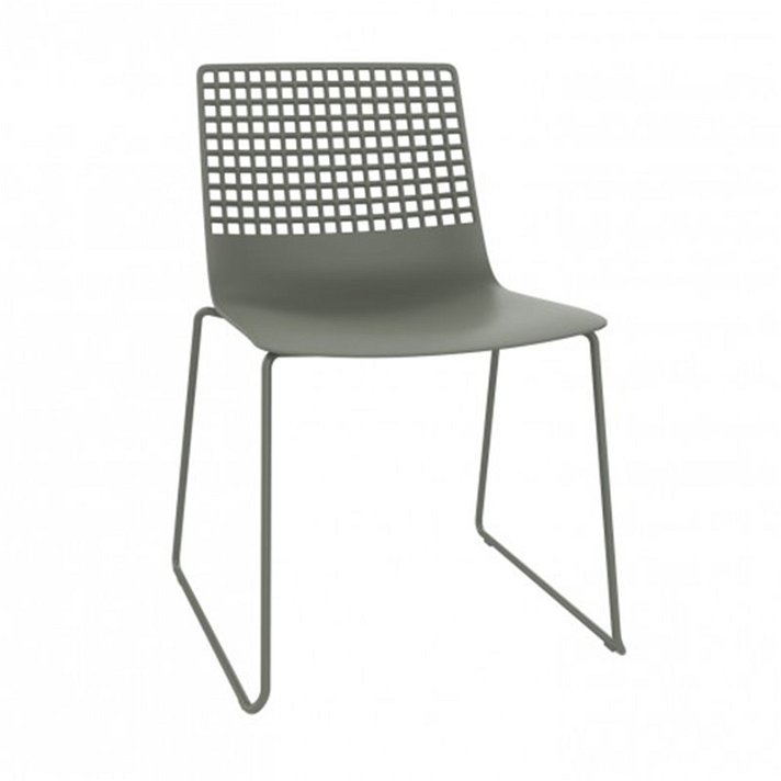 Pack de sillas para interior con pies estilo patín y acabado color gris verdoso Wire Resol