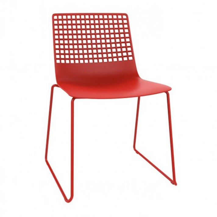Pack de sillas pie patín fabricadas con polipropileno en color rojo Wire de Resol