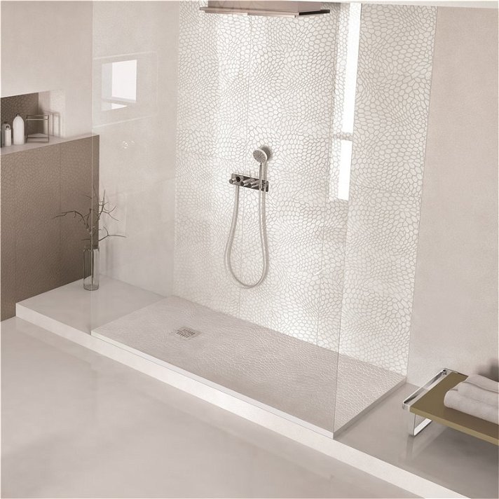 Plato de ducha fabricado en resina con textura de colmena antideslizante Nudespol