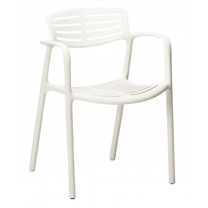 Lot de chaises empilables avec accoudoirs et de couleur blanche Tolède Aire Resol