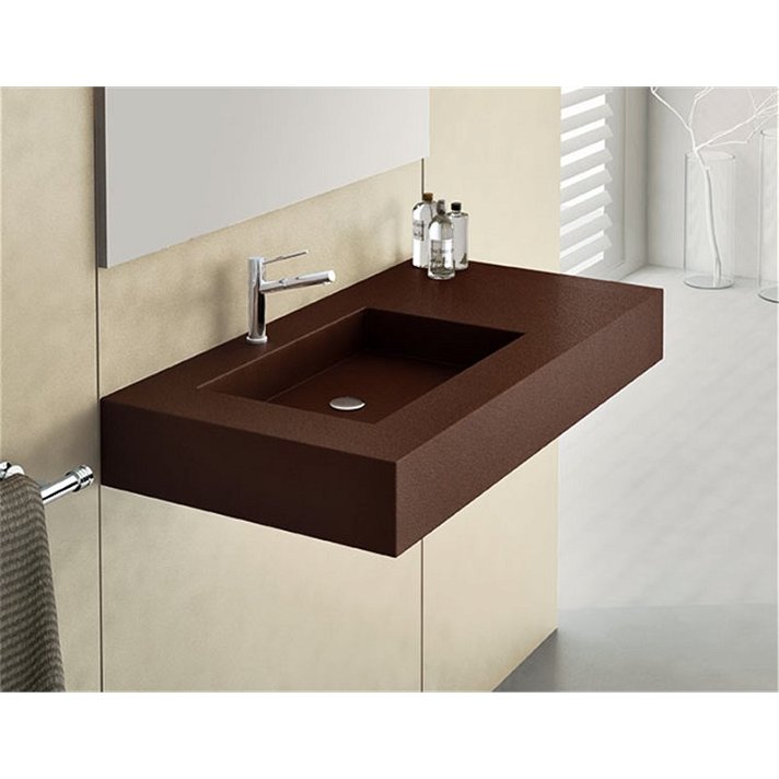 Plan vasque avec tablier à suspendre ou à poser sur meuble avec texture granite Nudespol