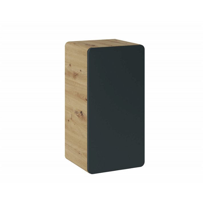 Gabinete colgante para baño color roble natural y frente negro 68 cm modelo Aruba de Bim Furniture