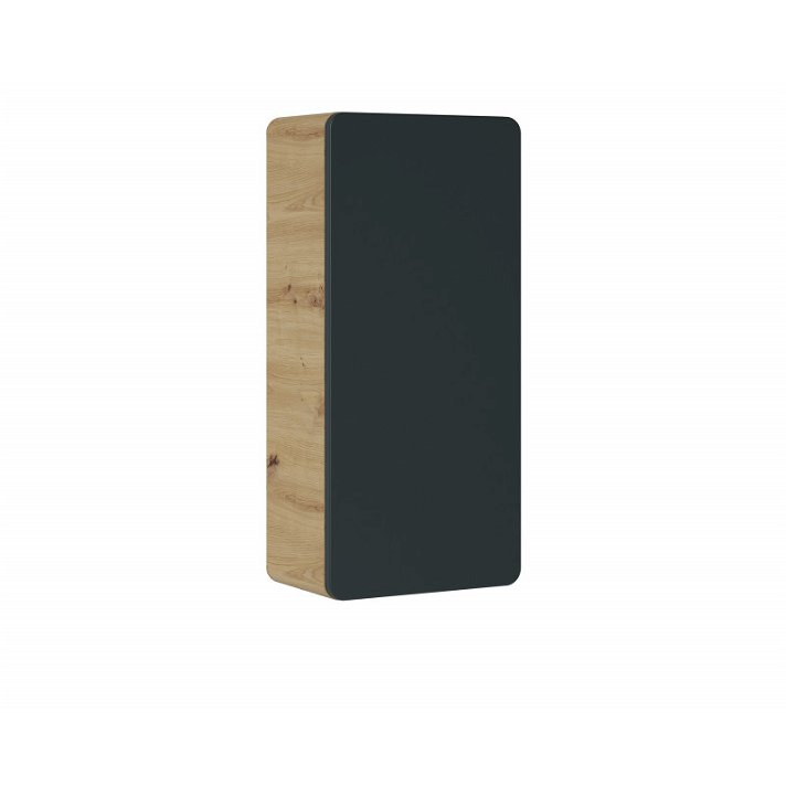 Gabinete de pared para baño color roble natural y frente negro 75 cm modelo Aruba de Bim Furniture
