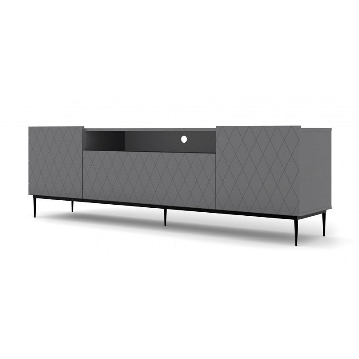 Mueble para televisión color gris grafito mate y negro fabricado en MDF y metal Bim Furniture
