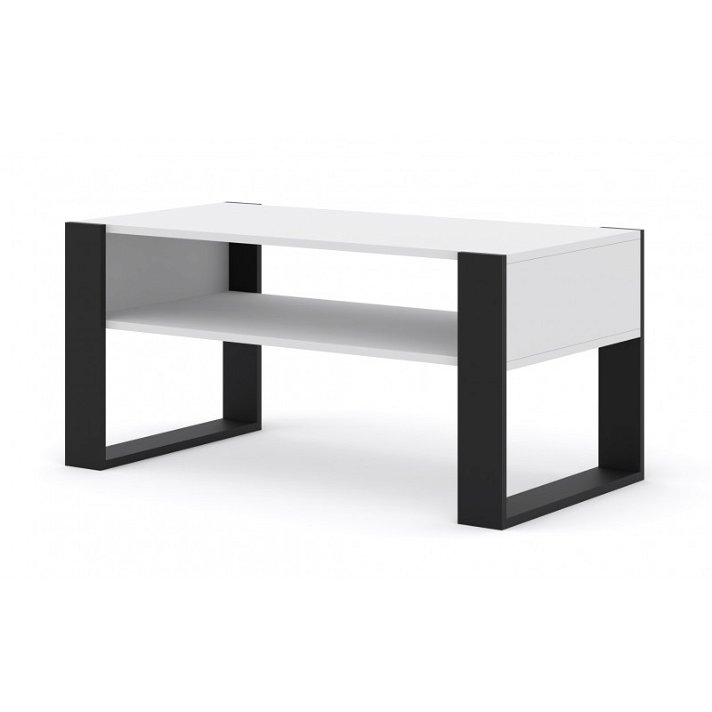 Mesa de café estilo moderno color blanco mate y negro mate fabricada en HDF y ABS Bim Furniture