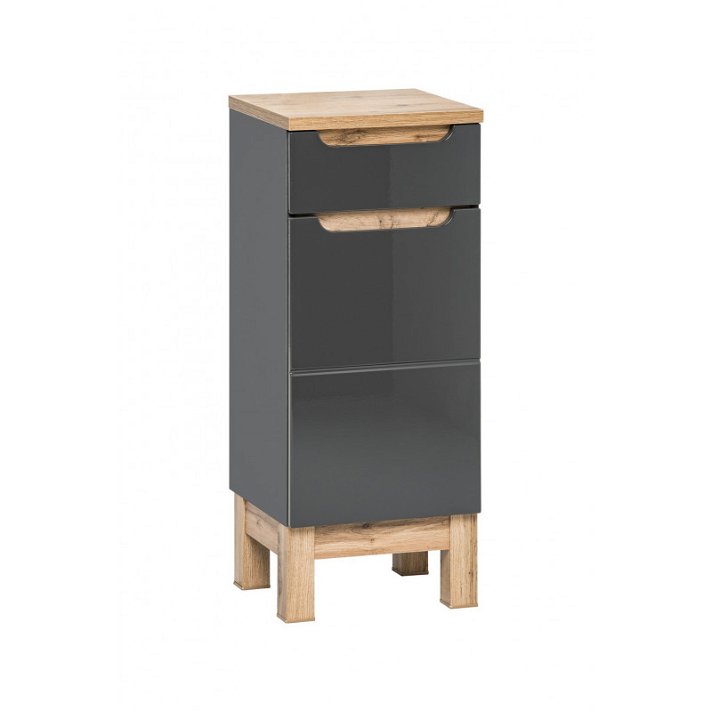 Comoda para baño con 2 estantes en color gris grafito con acabado brillante modelo Bali de Bim Furniture