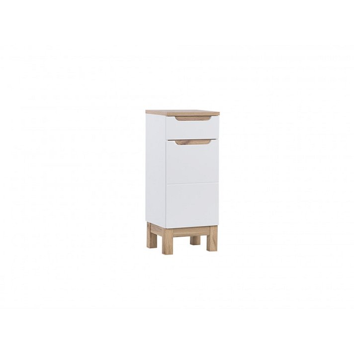 Mueble pequeño para baño en color blanco alpino con acabado brillante modelo Bali de Bim Furniture
