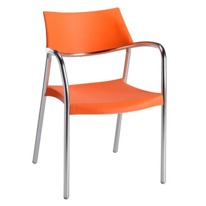 Lot de chaises avec accoudoirs fabriquées en aluminium et polypropylène de couleur pêche Splash Resol