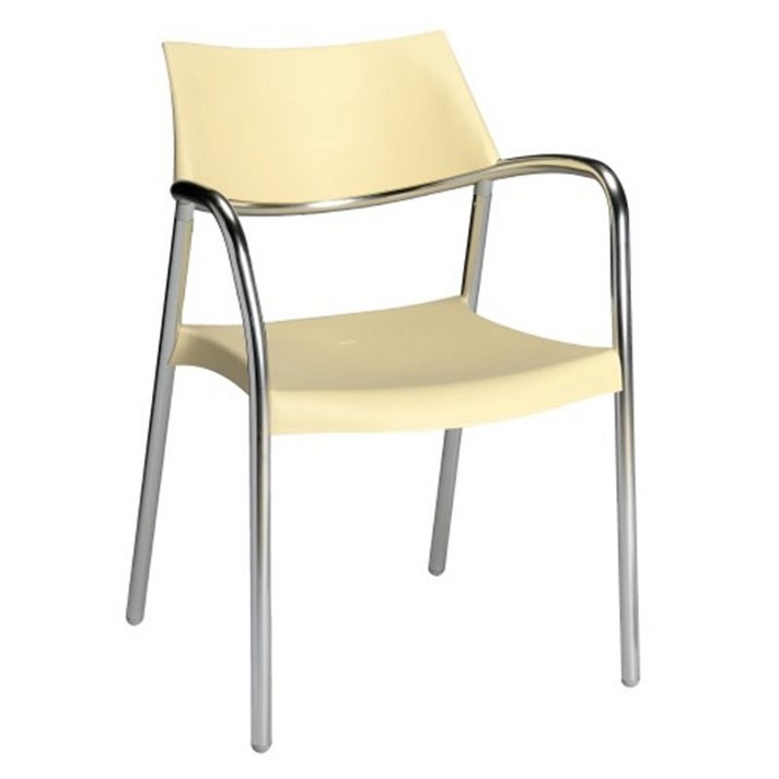 Pack sillas con reposabrazos fabricadas con polipropileno en color vainilla Splash Resol