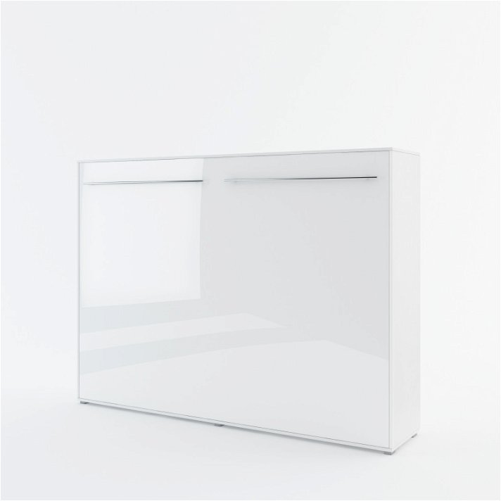 Letto orizzontale Murphy pieghevoli disponibile in 3 misure di colore Bianco ad alta brillantezza Bim Furniture