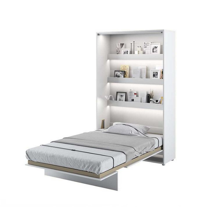Letto verticale pieghevole disponibile in 3 misure di colore Bianco ad alta brillantezza Bim Furniture