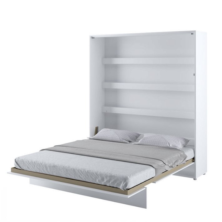 Cama vertical plegable de 160 o 180 cm con acabado en color blanco mate Bim Furniture