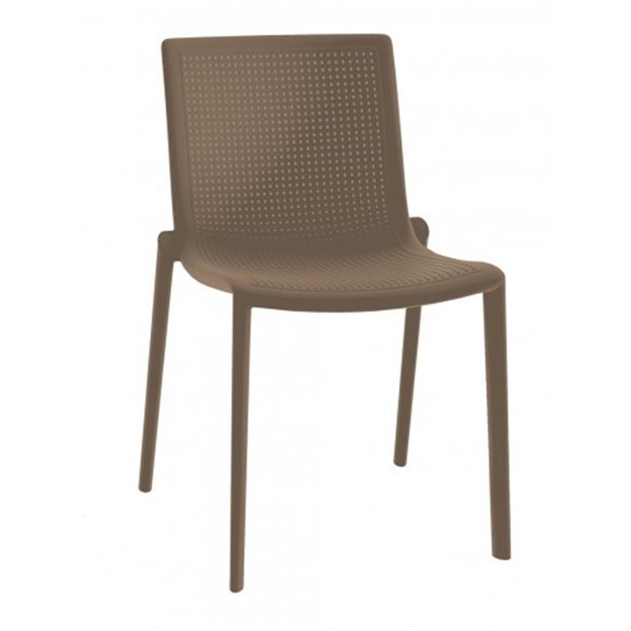 Lot de chaises empilables avec protection UV fabriquées en polypropylène de couleur chocolat Beekat Resol