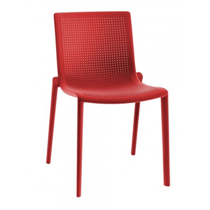 Lot de chaises empilables avec protection UV fabriquées en polypropylène de couleur rouge Beekat Resol
