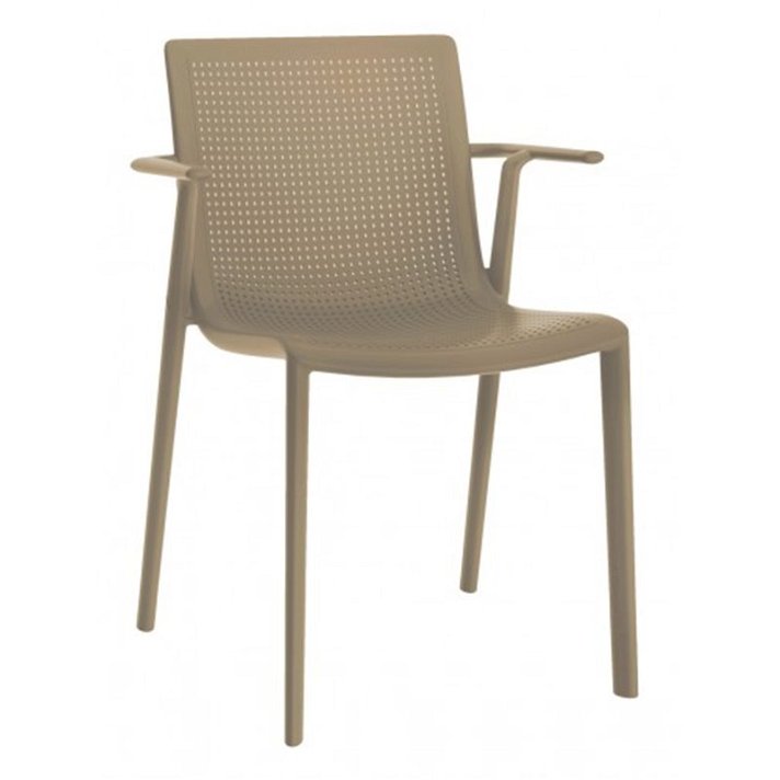 Lot de chaises avec accoudoirs fabriquées en polypropylène de couleur sable Beekat Resol