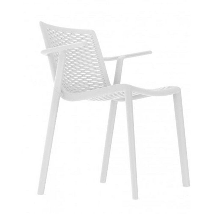 Set di sedie con braccioli fabbricate con protezione UV colore bianco Netkat Resol