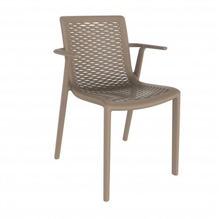 Lot de chaises empilables avec accoudoirs de couleur sable Netkat Resol