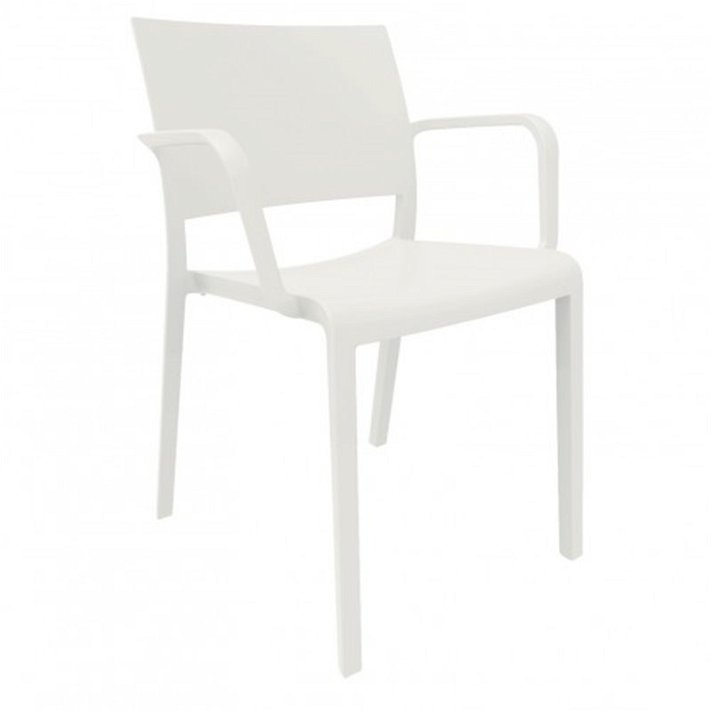 Set di sedie con braccioli e protezione UV realizzate in polipropilene colore bianco New Fiona Resol