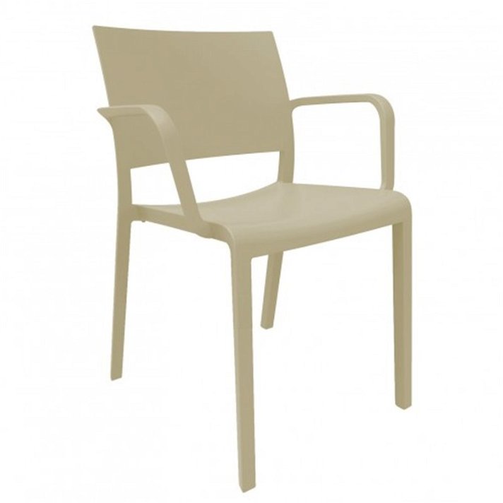 Lot de chaises avec accoudoirs et protection UV fabriquées en polypropylène de couleur sable New Fiona Resol