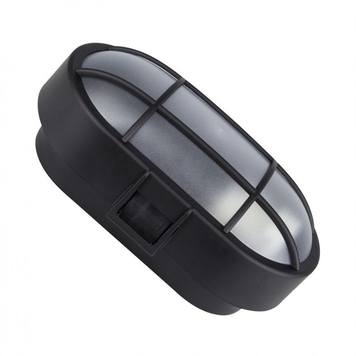 Plafón LED rejilla con diseño oval IP44 fabricada en policarbonato negro Moonled
