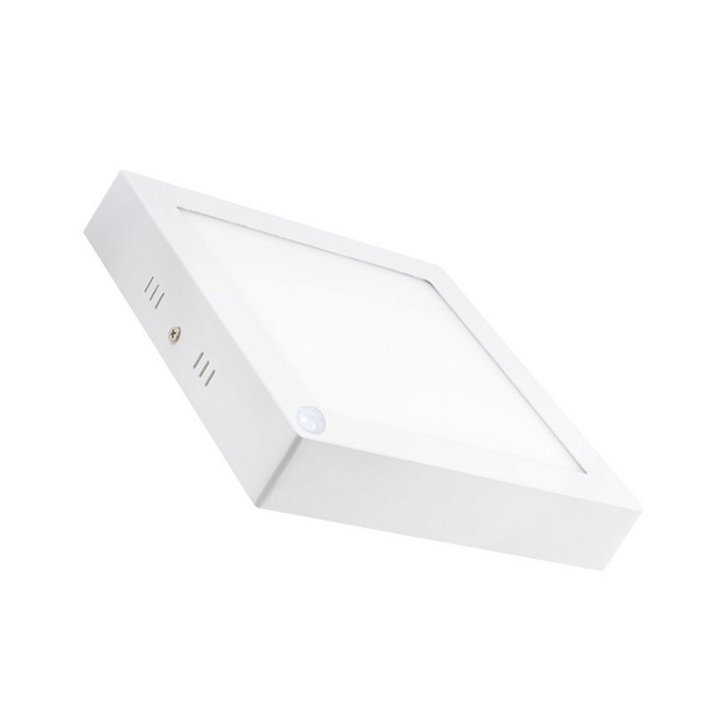 Plafon LED com design quadrado e compacto com detetor de presença cor branca MoonLed